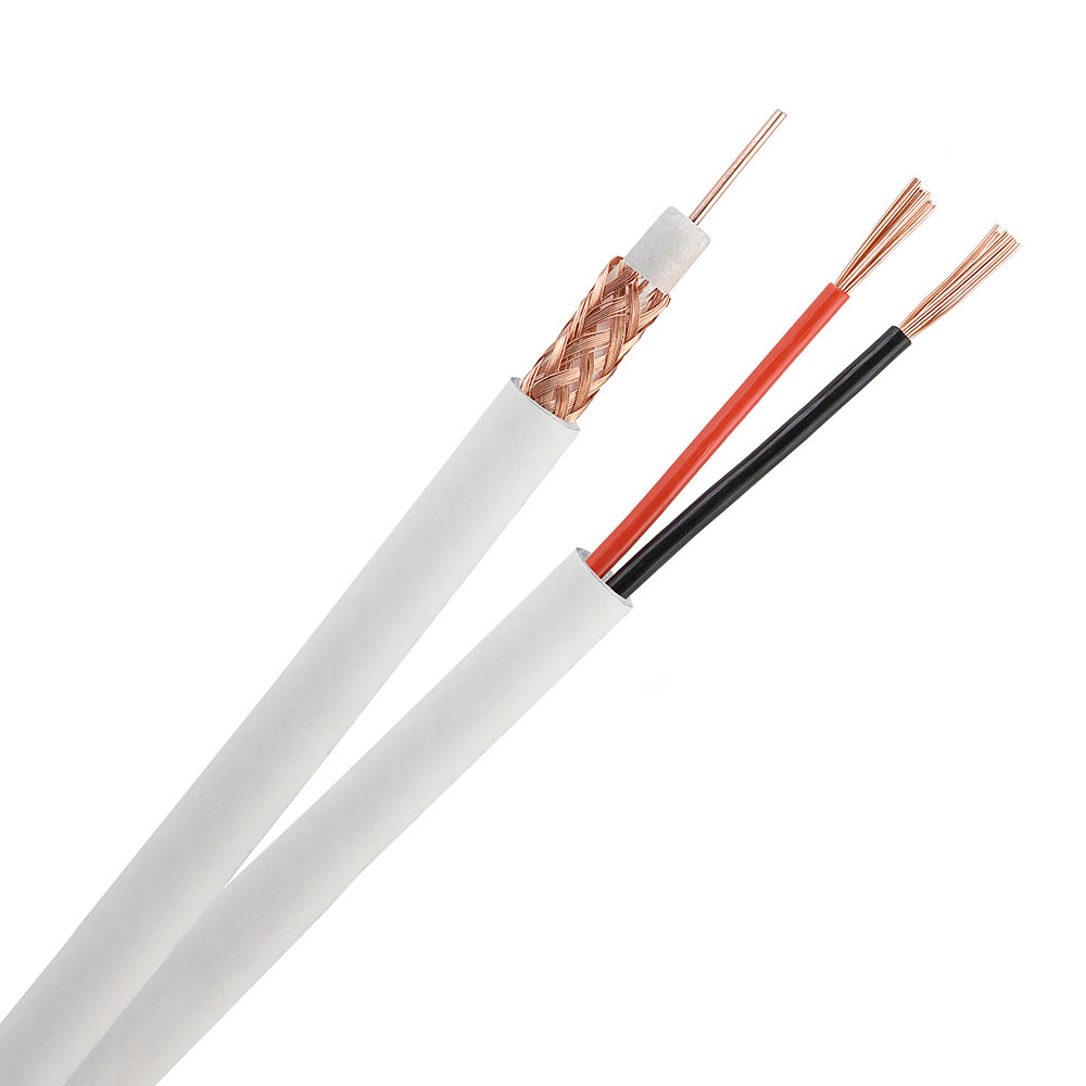 Siamese RG59 + 18/2 CCTV 95% Bare Copper Shielded Cable Pull Box - 1000 Feet White