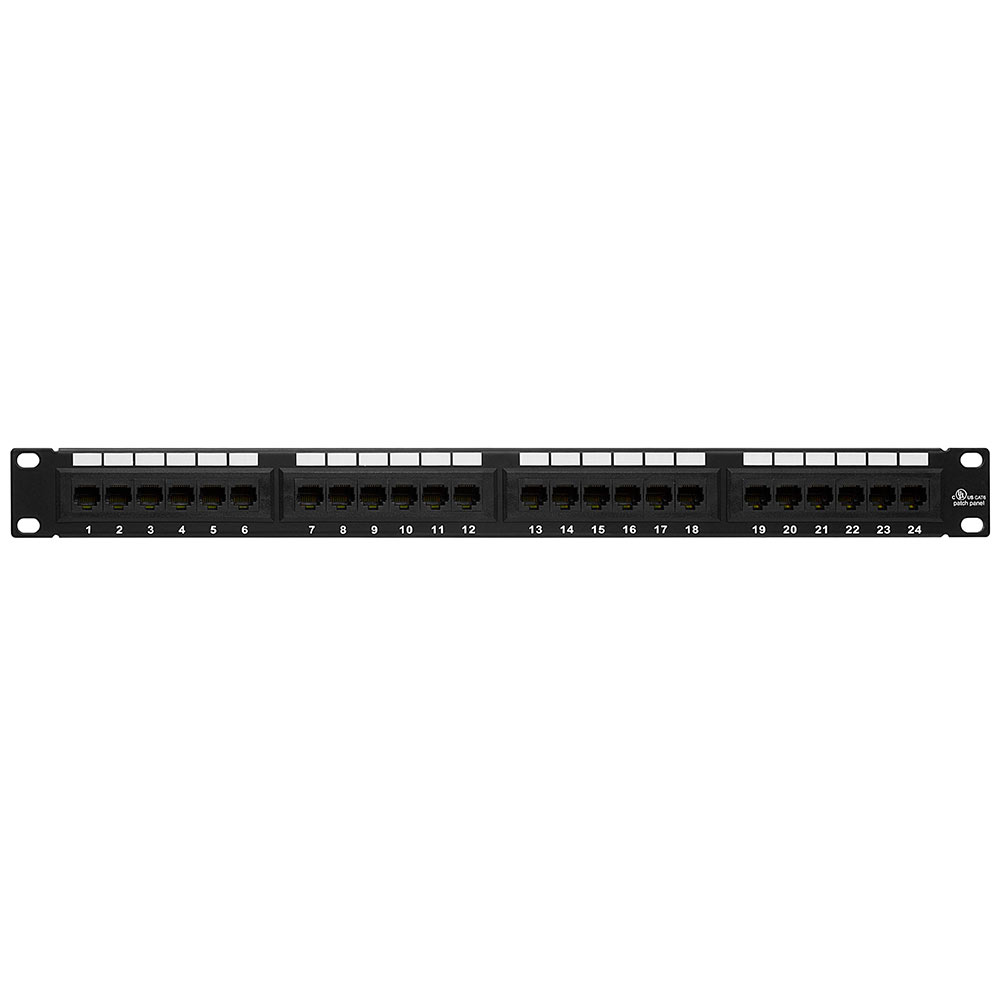 24 Port Cat6 Network Patch Panel, Cat 6 Rackmount Wall Mount Category 6 Bracket Surface 110 Type (568A/568B Compatible)
