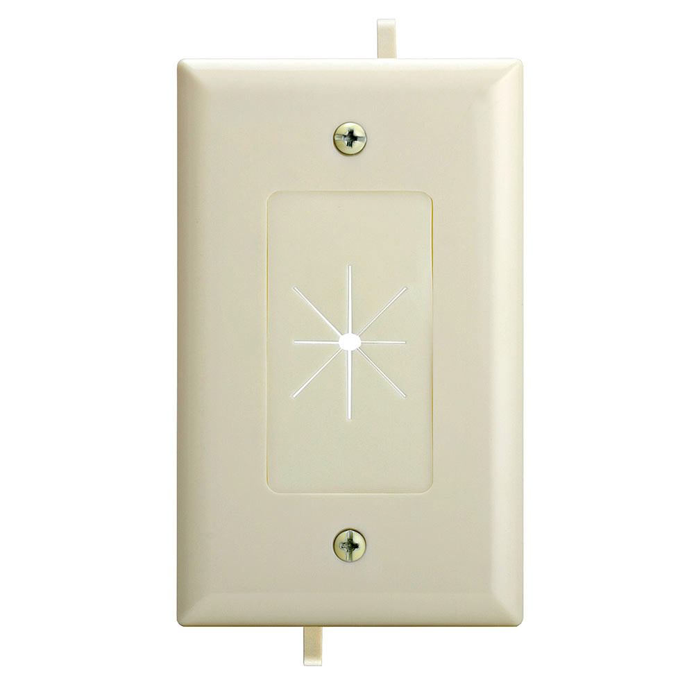 One-Gang Wall Plate, 1 Gang Low-Voltage Cable Plate with Flexible Opening Pass-Through Insert Wall Plate Holds up to 6 cables - Lite Almond