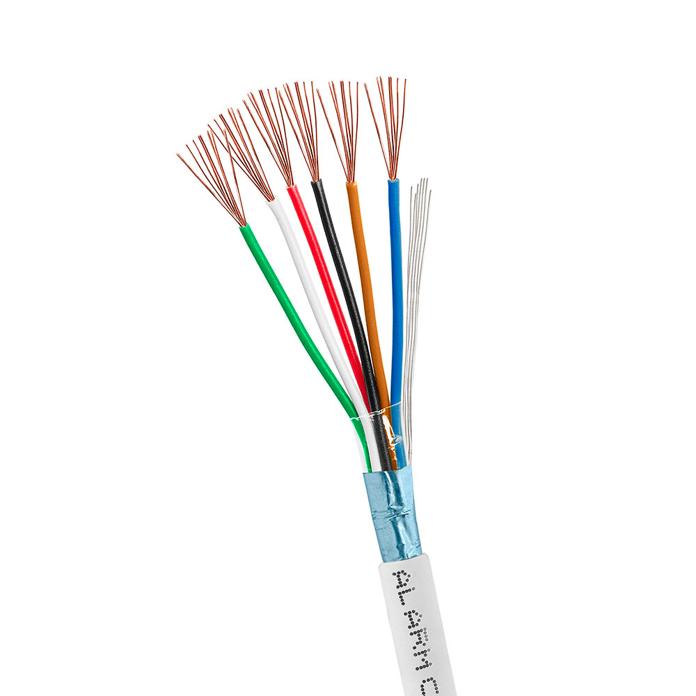 Alarm/Security 22/6 Shielded Stranded CMR FTP CL2R 100% Bare Copper Cable - 1000 Ft White