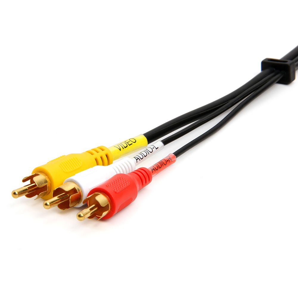 3-Male RCA to 3-Male RCA Composite Video Audio A/V AV Cable Gold Plated - 6 Feet