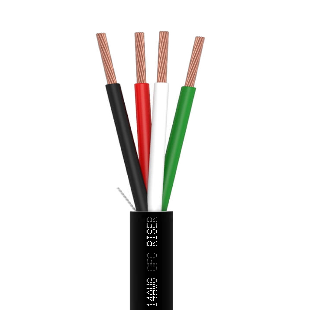 Speaker Wire 14AWG 4C 500ft Black | CL3R, OFC | Bare Copper