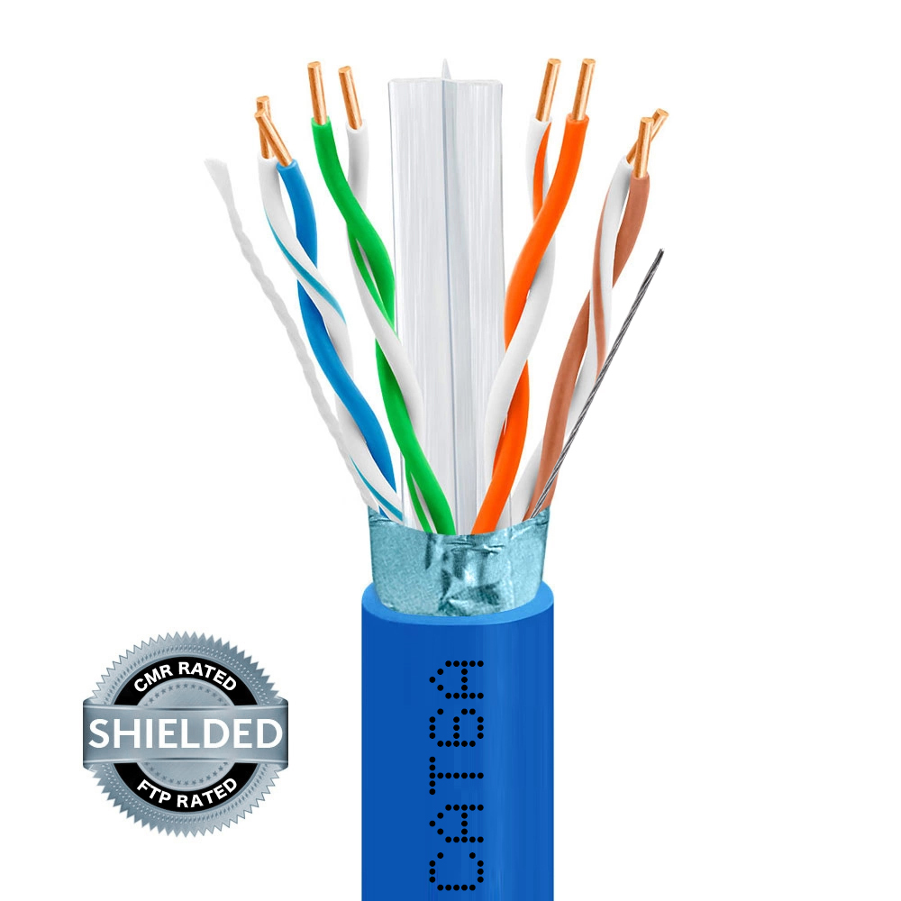 1000ft Cat 6A Riser Ethernet Cable Blue | Shielded | CMR, FTP, 23AWG
