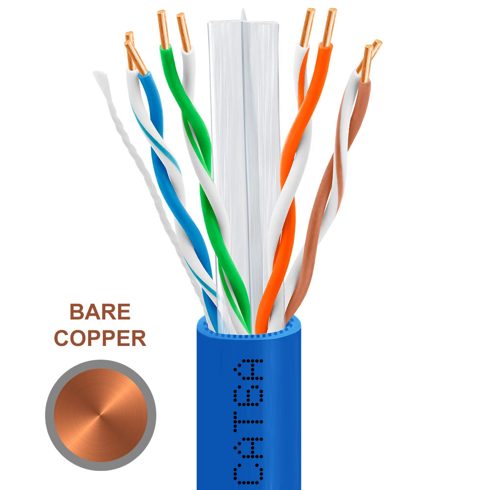 1000ft Cat 6A Riser Ethernet Cable Blue | 10G, CMR, 23AWG | Bare Copper
