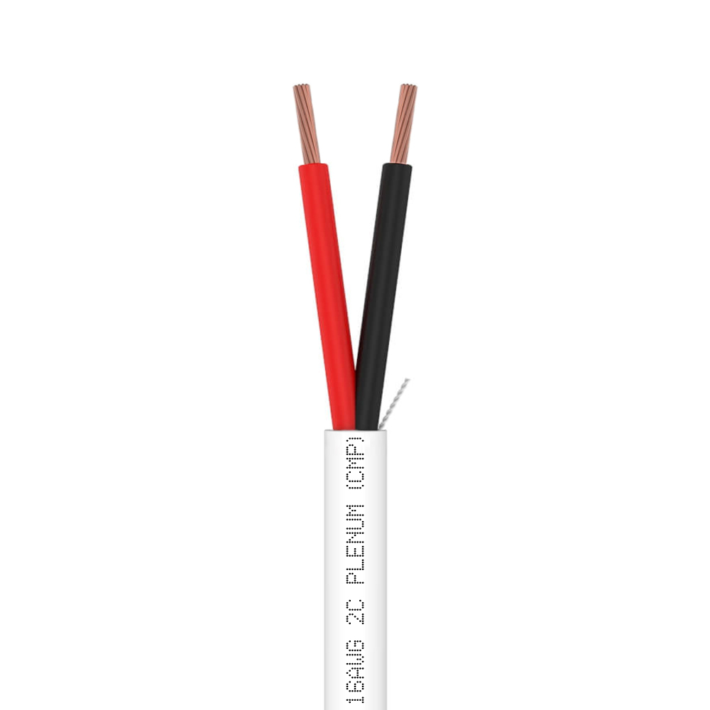 1000ft Control Cable | 2 Conductor | Plenum Unshielded Stranded Bare Copper | 16 AWG 2С CMP Low Smoke FR PVC | White