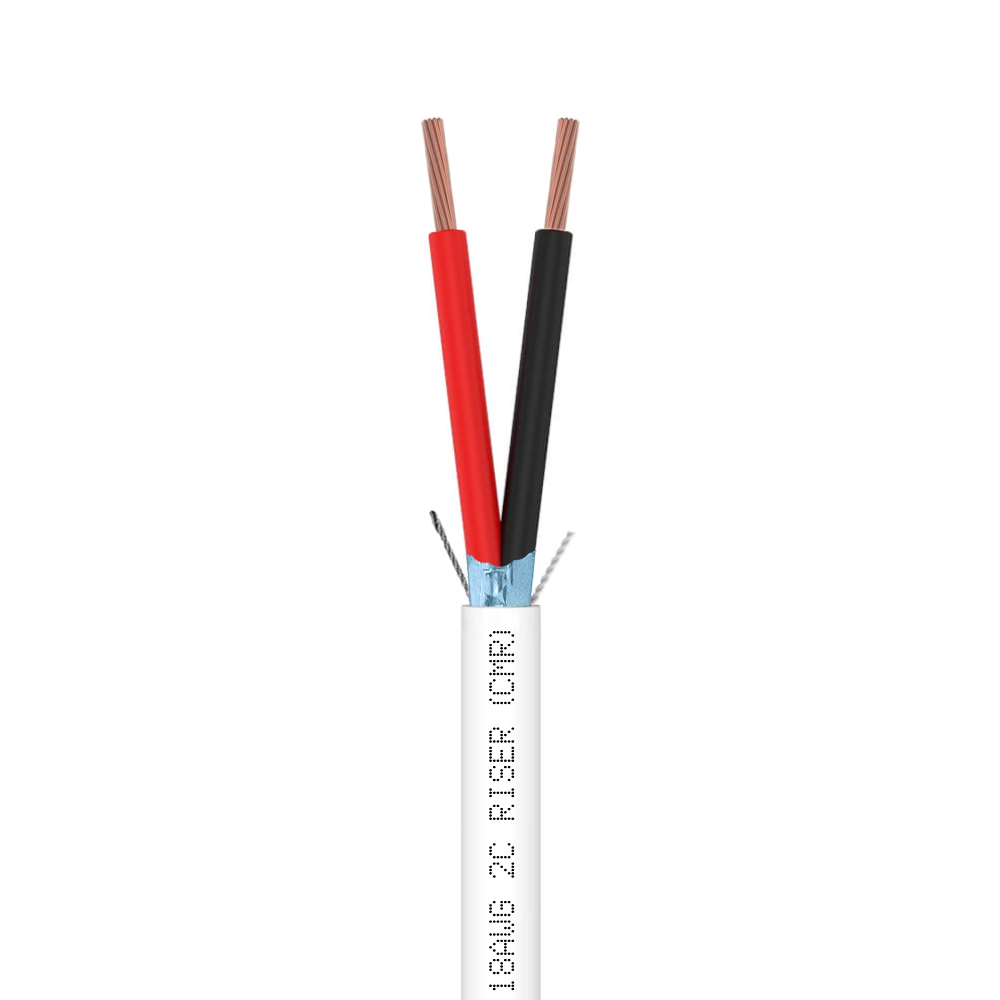 1000ft Control Cable | 2 Conductor | Riser Shielded Stranded Bare Copper | 18 AWG 2С CMR FR PVC | White