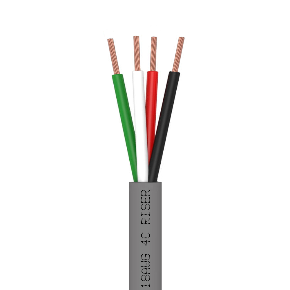 1000ft Control Cable | 4 Conductor | Riser Unshielded Stranded Bare Copper | 18 AWG 4С CMR FR PVC | Gray