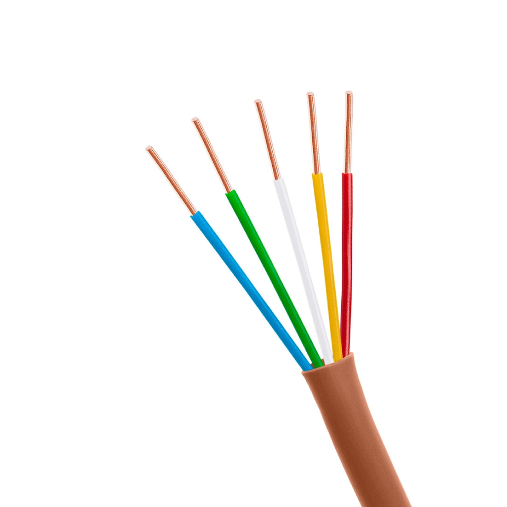 250ft Thermostat Wire | 20 Gauge 5 Conductor Cable | 20/5 Solid Bare Copper | 20 AWG 5C CMR PVC | Brown