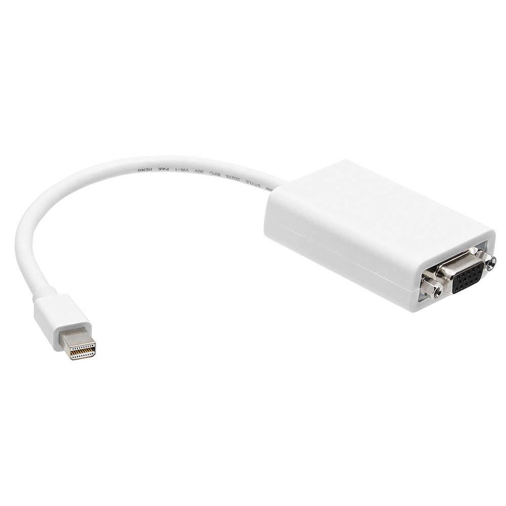 Mini Display Port to VGA Cable - Mini DP Male to VGA Female Video Adapter - 6 Inches, White