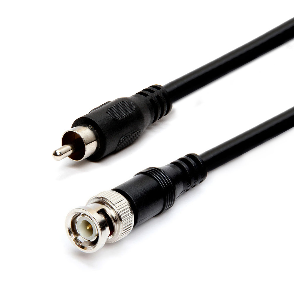 RG59U 25 Feet BNC Male to RCA Male, 75 Ohm, Coaxial BNC to RCA Video Cable, Black, (451-N)