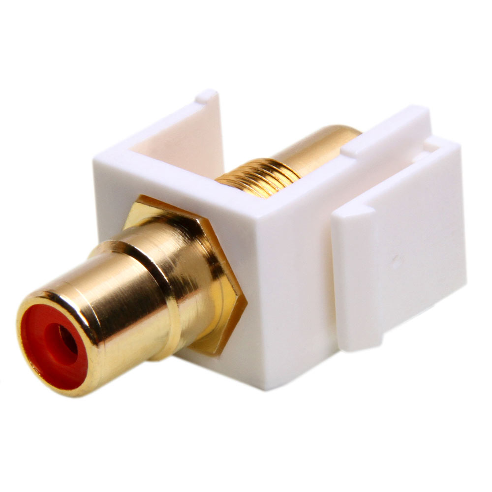Keystone Jack - Modular RCA White with Red Center