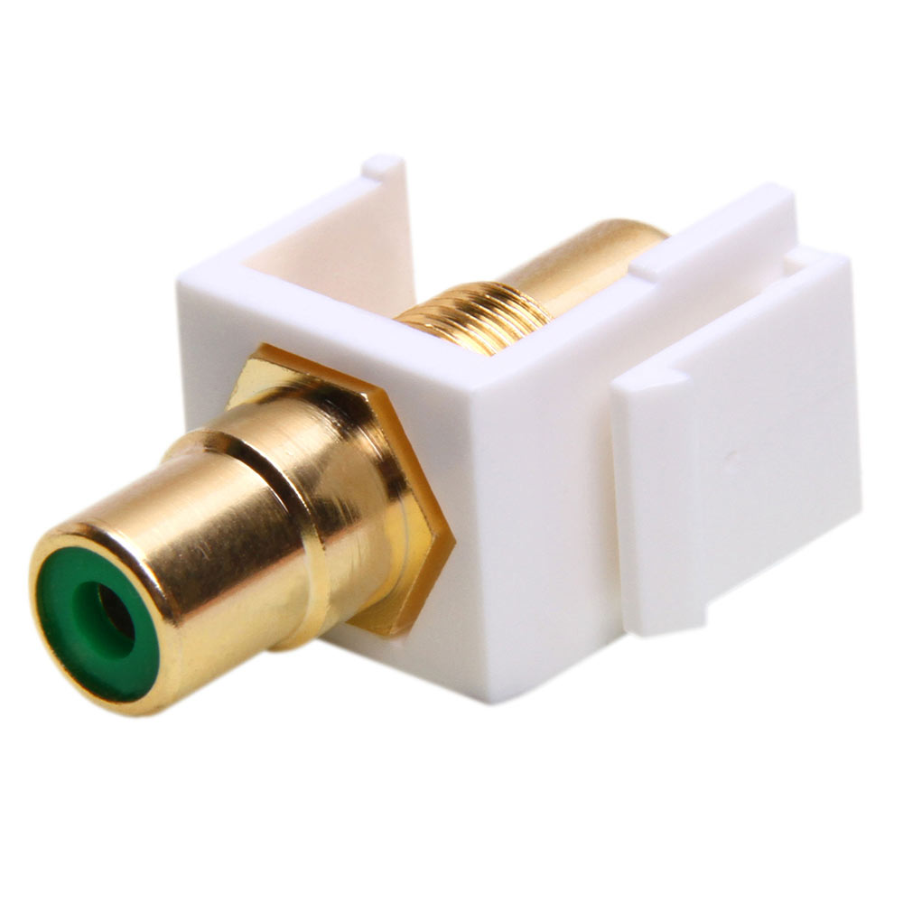 Keystone Jack - Modular RCA White with Green Center