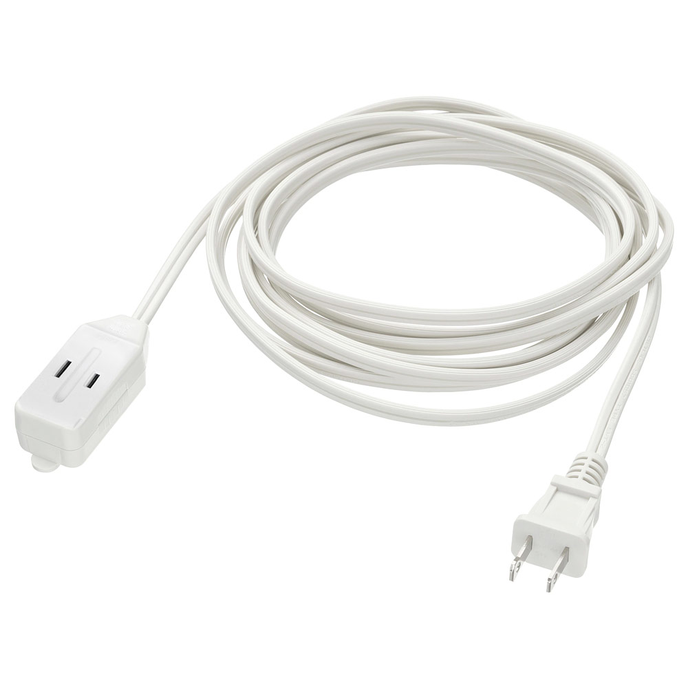3-Outlet Household Indoor Extension Power Cord - 2 Prong with Protection Outlet Cover - 6 Feet, White