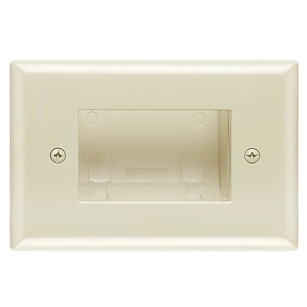 DataComm 45-0009-LA Recessed Easy Mount Low-Voltage Cable Wall Plate - Slim Fit, Almond