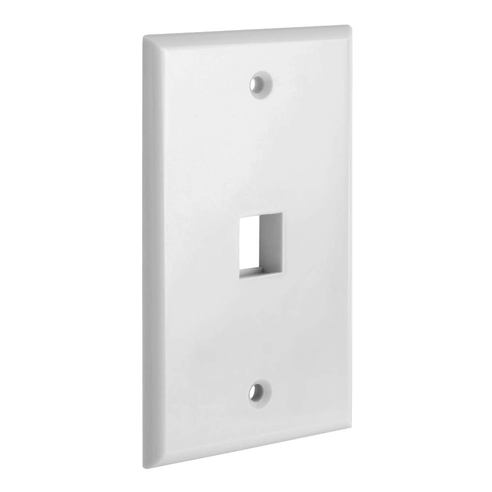 1 Port Keystone Wall Plate Single-Gang Wall Plate with Standard Size Ethernet Wall Plate Keystone Jack Insert - White