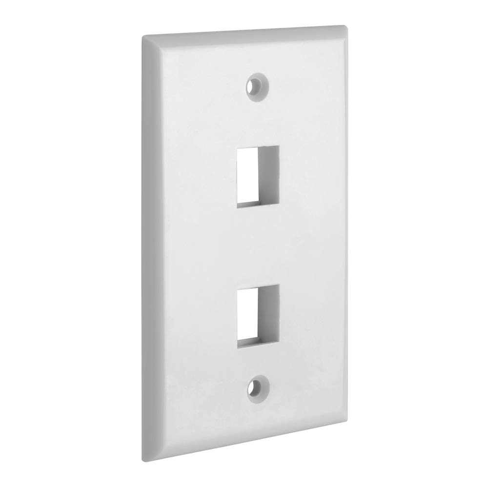 2 Port Keystone Wall Plate Single-Gang Wall Plate with Standard Size Ethernet Wall Plate Keystone Jack Insert - White