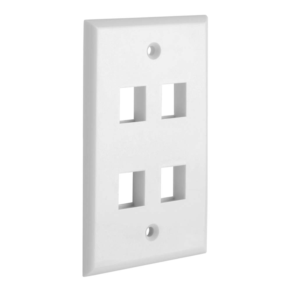 4 Port Keystone Wall Plate Single-Gang Wall Plate with Standard Size Ethernet Wall Plate Keystone Jack Insert - White