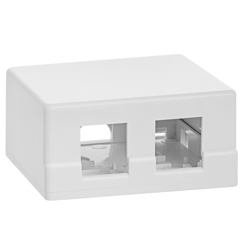 2 Port Keystone Jack Surface Mount Box, Dual Port Surface Mount Box for Network, Dual Hole Keystone Jack for RJ45 Cat5e/Cat6, Screws and Double-Side Tape Included, Easy Mount - White
