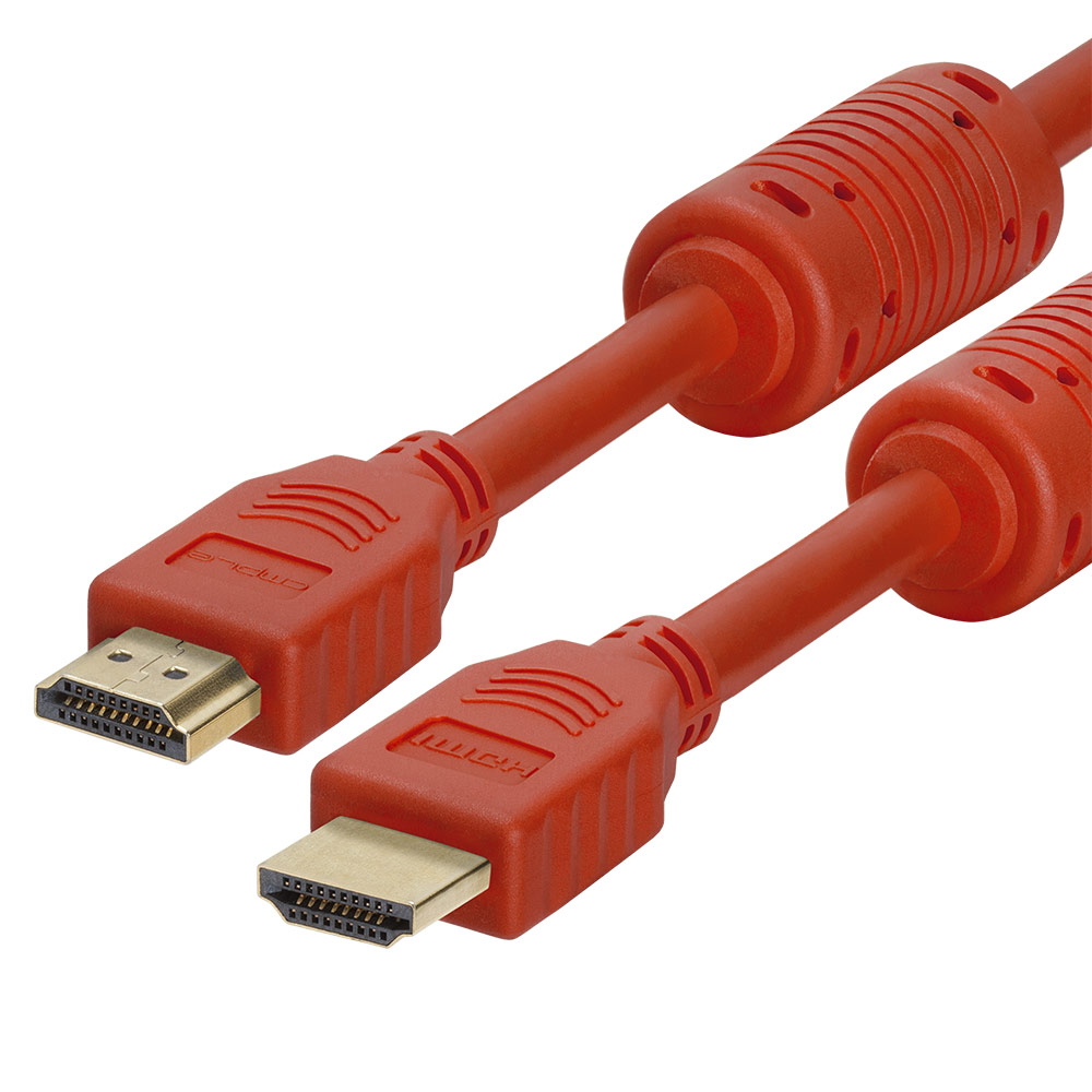 HDMI Cable 1.5FT High Speed HDTV Ultra-HD (UHD) 3D, 4K @60Hz,18Gbps 28AWG HDMI Cord Audio Return 1.5 Feet Red