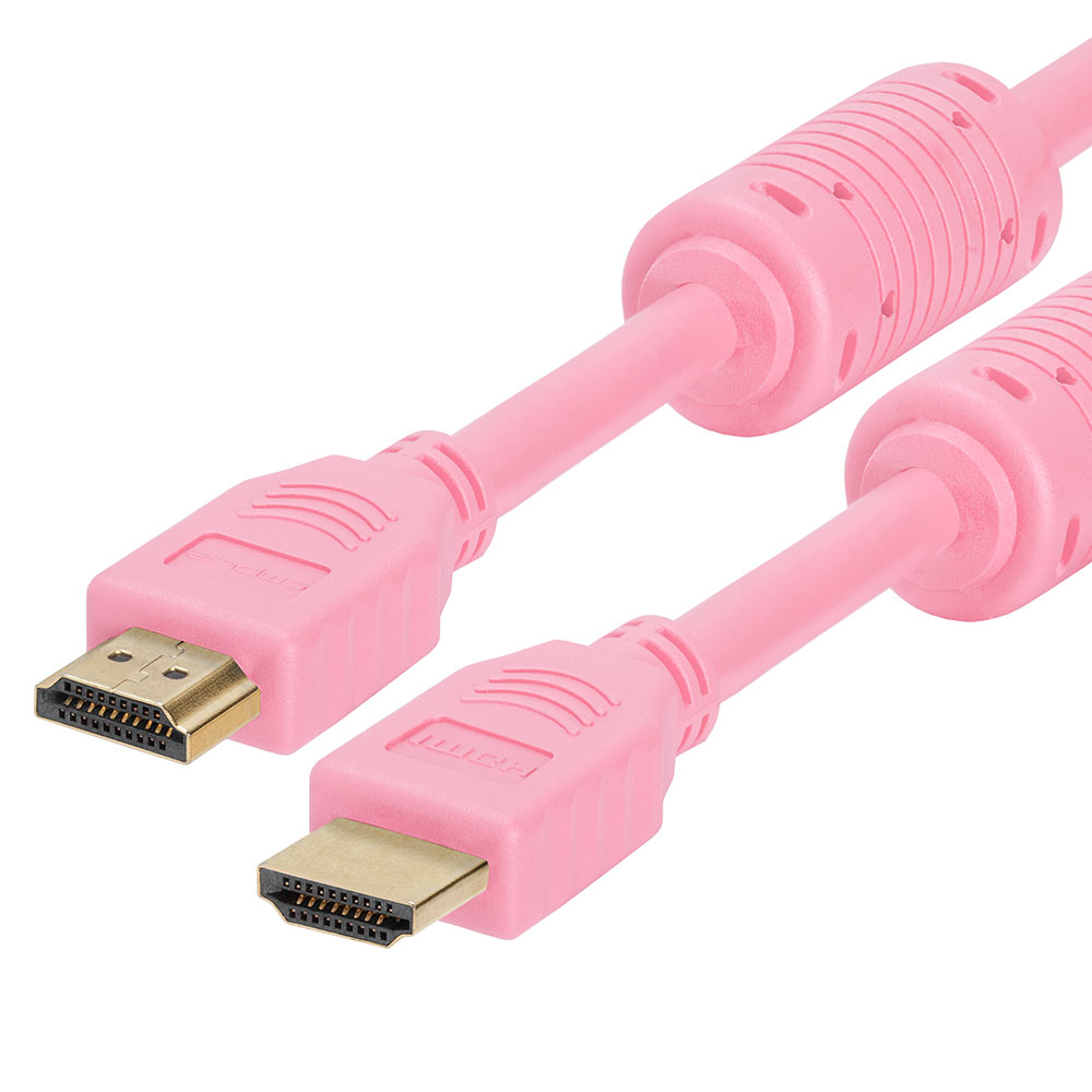 HDMI Cable 1.5FT High Speed HDTV Ultra-HD (UHD) 3D, 4K @60Hz, 18Gbps 28AWG HDMI Cord Audio Return 1.5 Feet Pink
