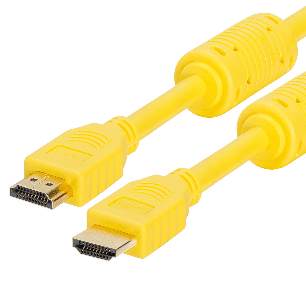 HDMI Cable 1.5FT High Speed HDTV Ultra-HD (UHD) 3D, 4K @60Hz, 18Gbps 28AWG HDMI Cord Audio Return 1.5 Feet Yellow