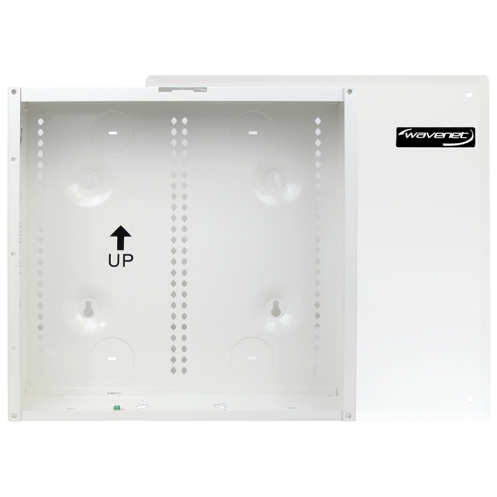 Wavenet - 14 Inch Structured Wiring Enclosure with Screw-on Door for Home Low Voltage Wiring, Fully Metal – White