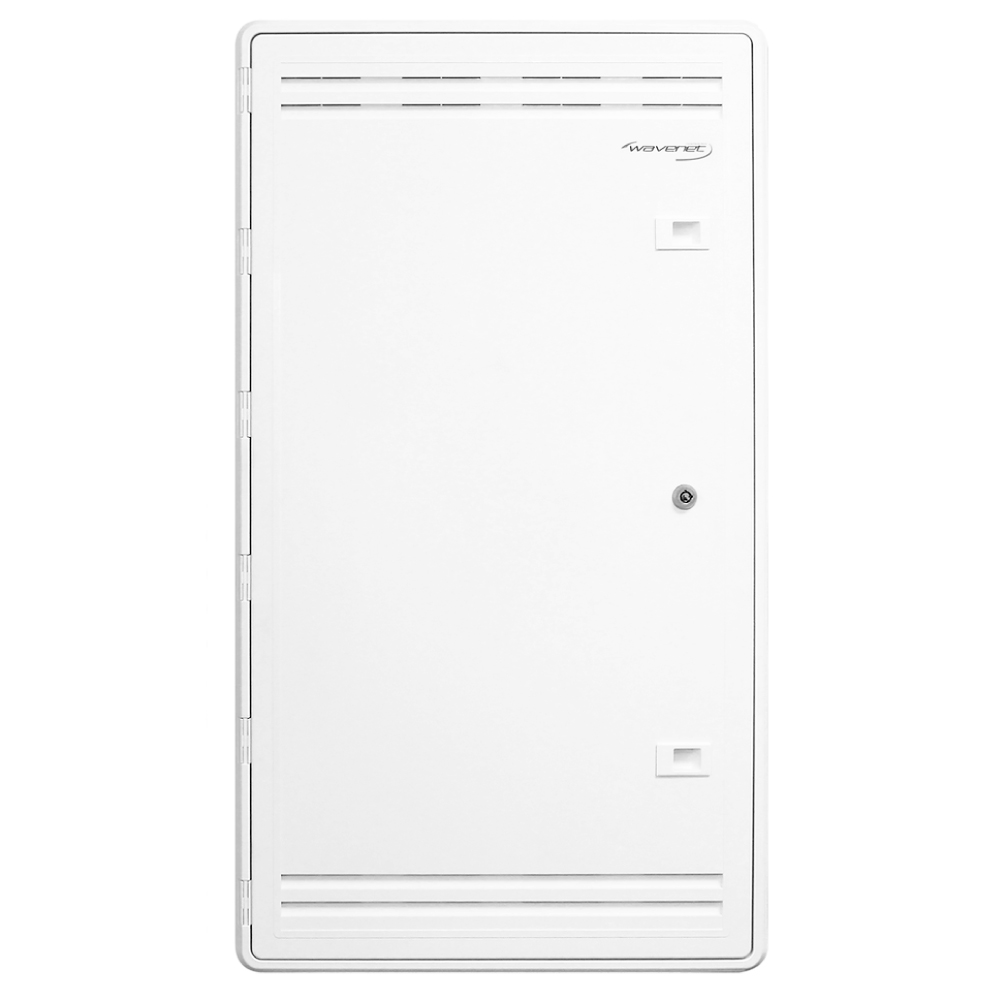 Wavenet - 30 Inch Plastic Enclosure Wi‐Fi Friedly with Lockable Hinged Vented Door for Home Structured Low Voltage Wiring - White