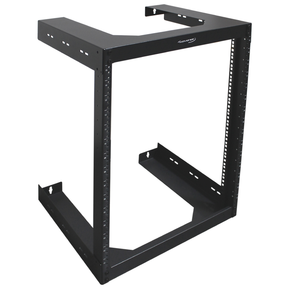 Wavenet - 15U Wall Mount Server Rack 18inch Deep Open Frame Server Room Rack for 19inch Network Data Computer Equipment – Black
