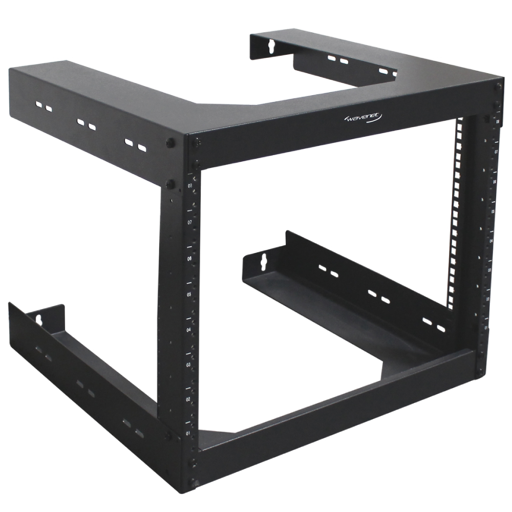 Wavenet - 8U Wall Mount Server Rack 18inch Deep Open Frame Server Room Rack for 19inch Network Data Computer Equipment – Black